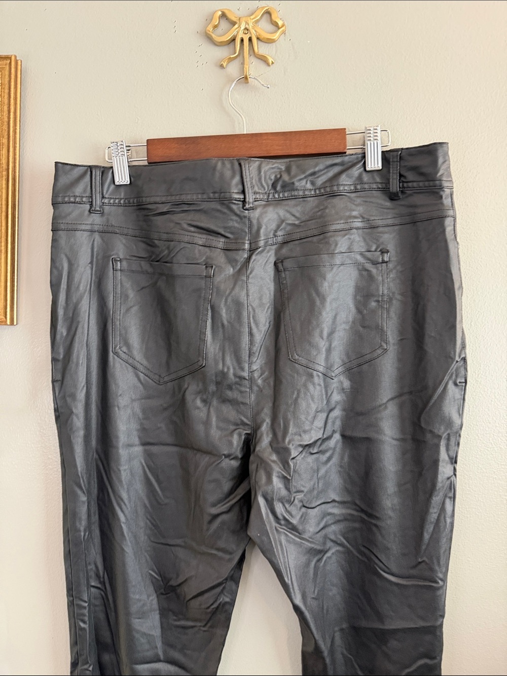 EST. 1946 Denim Black Coated Skinny Pants Jeans Size 16W Leather Look - Picture 7 of 8